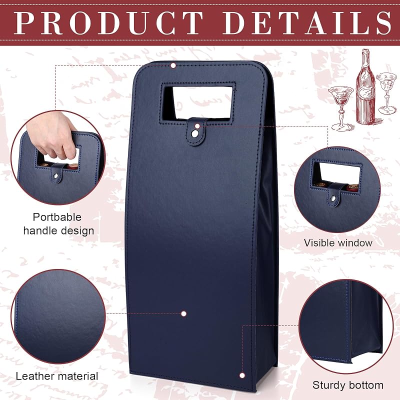 FillTouch 10 Pcs Double Wine Tote Bags - Multicolor PU Leather Wine Carrier Set (2 Per Color)