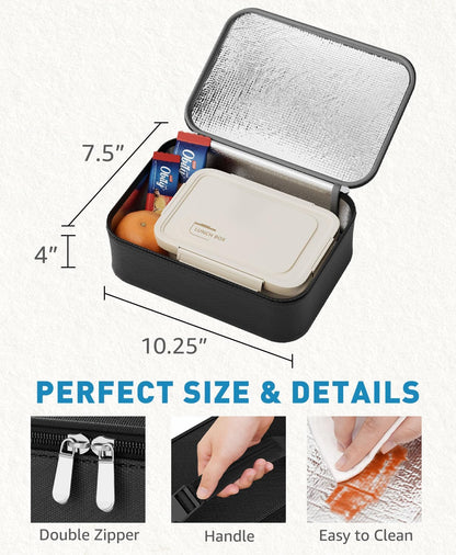 Skiennix Insulated Lunch Box - Compact Portable Thermal Meal Cooler Bag for Work & School | Black, 5L