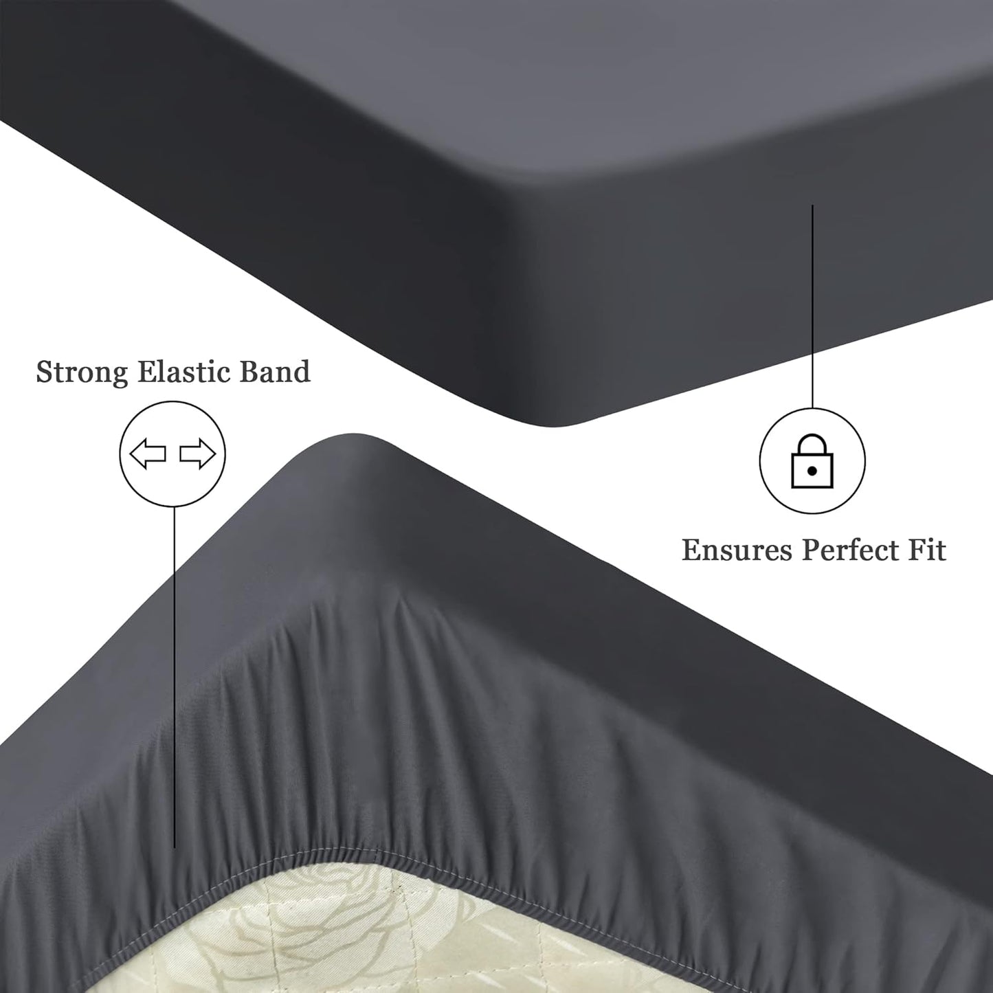 Sufdari Twin Size Mattress Protector - Waterproof Fitted Cover with 18" Deep Pocket | Washable & Comfortable - Deep Gray