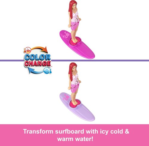 Barbie Mini Doll & Beach Convertible Vehicle Set - 1.5-Inch Color-Change Doll with Accessories