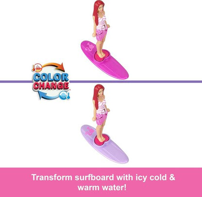 Barbie Mini Doll & Beach Convertible Vehicle Set - 1.5-Inch Color-Change Doll with Accessories