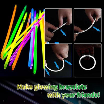 Skiennix 200 Pack Glow Sticks - 8'' White Light Up Party Favors with Connectors | Neon Glow Bracelets for Celebrations