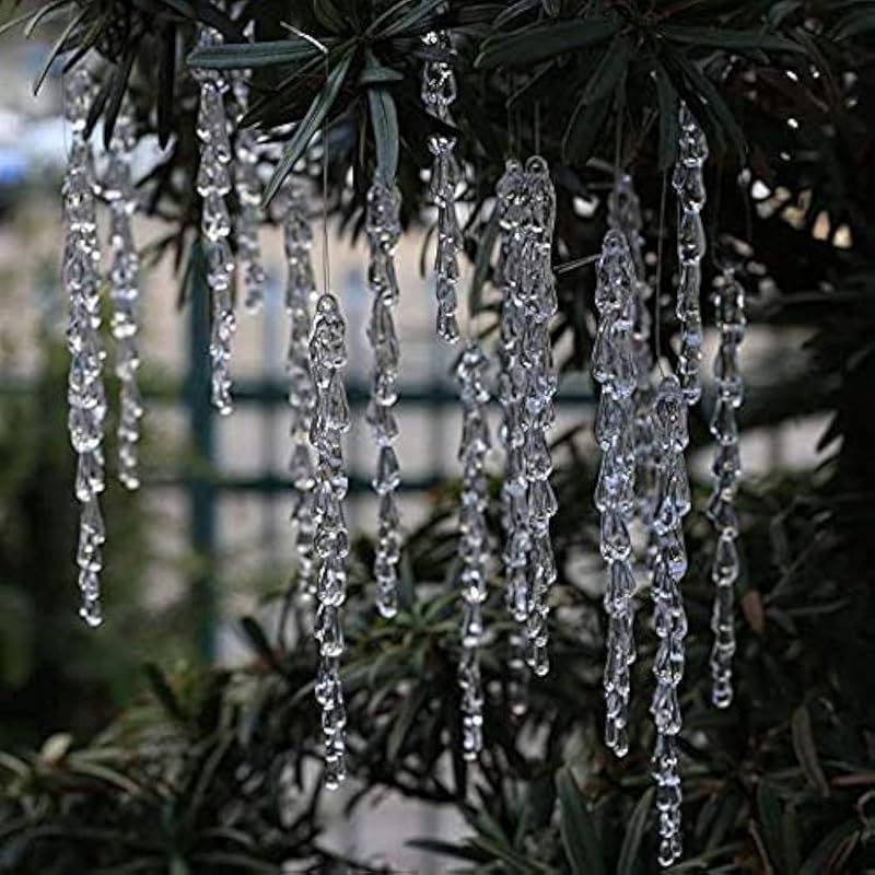 25Pcs Icicles Ornament Set - Clear Acrylic Christmas Decorations, 5.25 Inch Each - Variation of THIS listing: 25