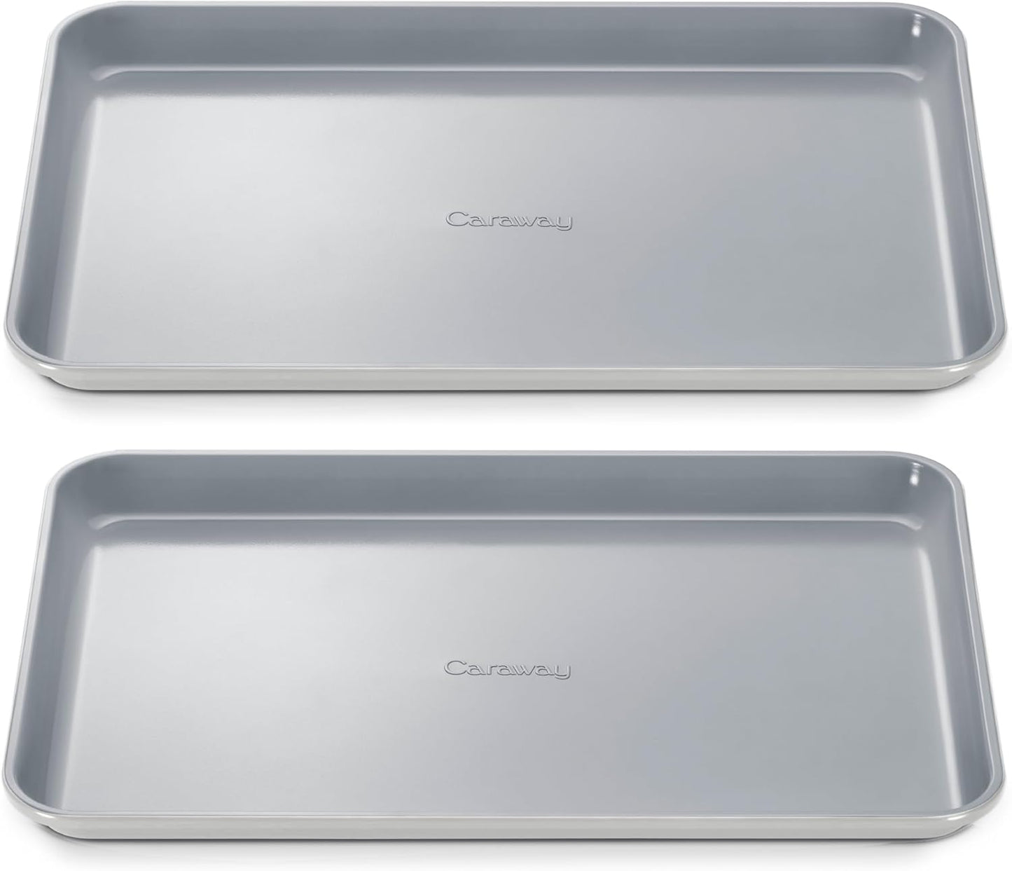 Caraway Non-Stick Ceramic Baking Sheet Duo - Eco-Friendly, PTFE & PFOA Free - Perfect for Baking & Roasting - Medium (15" x 10") - Gray