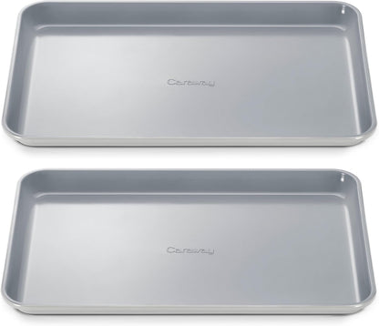 Caraway Non-Stick Ceramic Baking Sheet Duo - Eco-Friendly, PTFE & PFOA Free - Perfect for Baking & Roasting - Medium (15" x 10") - Gray