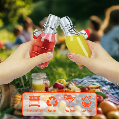 NEWMIAO 12 Pack 4 oz Swing Top Glass Bottles, 120 ml Glass Beer Bottles with Airtight Flip Lids Rubber Seal for Vanilla Extract, Home Brewing, 2nd Fermentation, Kombucha, Juice, Soda, Limoncello