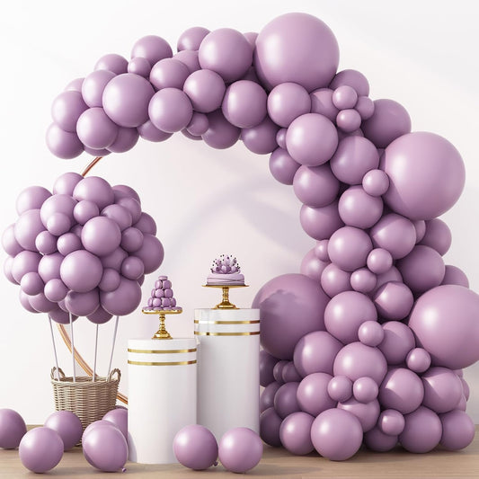 RUBFAC Dusty Purple Balloons - 129-Piece Latex Garland Kit for Weddings, Baby Showers & Birthdays | 5-18 Inch Sizes