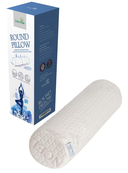 LitoTree Comfort Memory Foam Neck Roll and Cervical Bolster Round Pillow with Removable Washable Soft Cover for Spine and Neck Back Lumbar Leg Vertebra Support (18x6 inch Pillow)