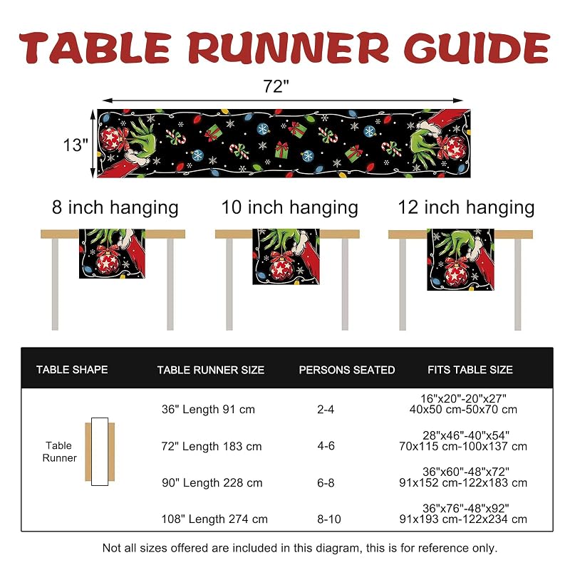 Christmas Table Runner - 13 x 72 in Rustic White & Red Holiday Decor