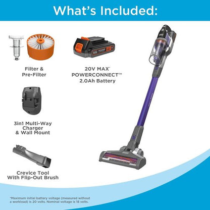 BLACK+DECKER Cordless Pet Hair Vacuum - Maximum Suction, Up to 55 Minutes Runtime, Lightweight Design