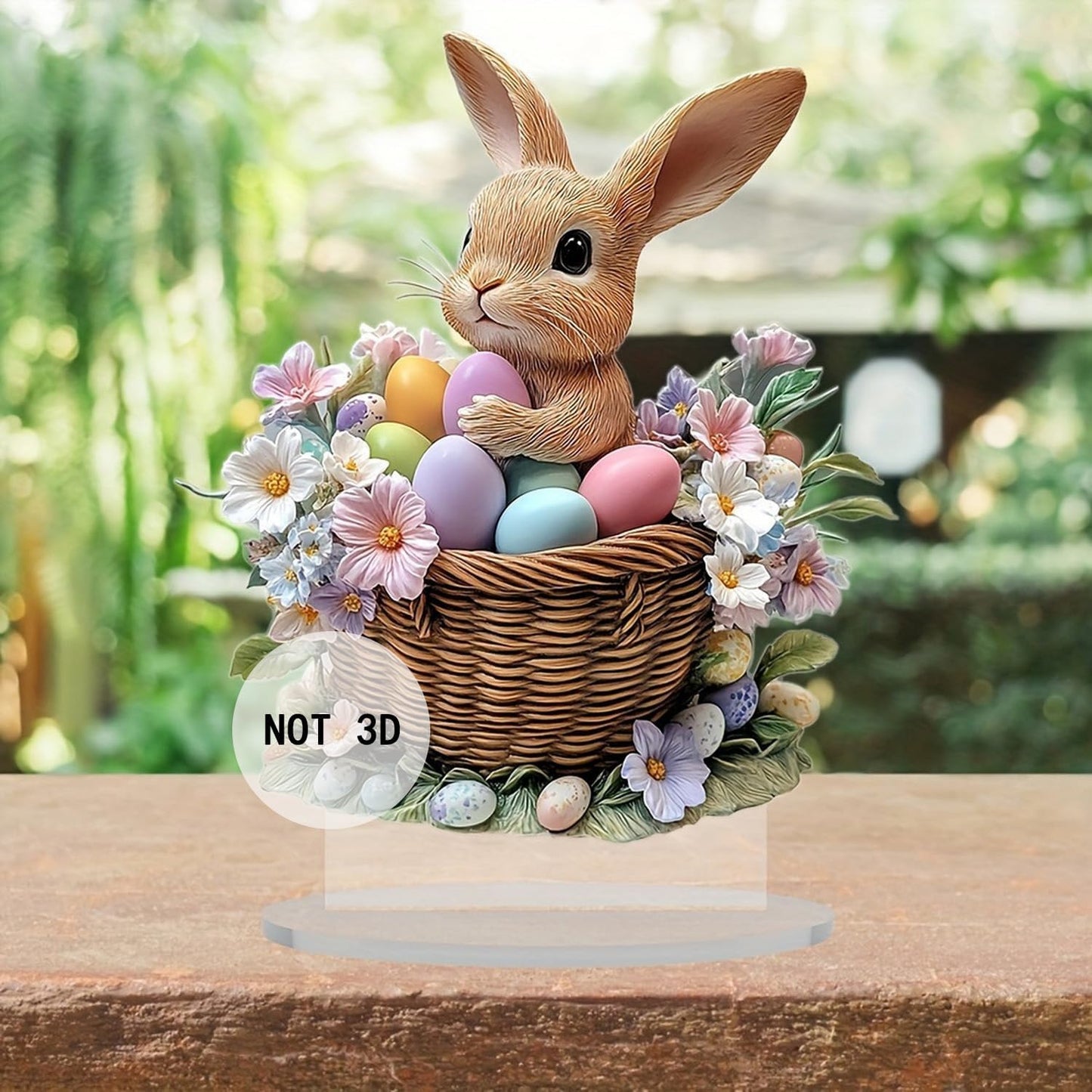 Skiennix Easter Decorations - 2D Flat Acrylic Bunny & Egg Ornaments for DIY Crafts | Cute Rabbit Desktop Decor