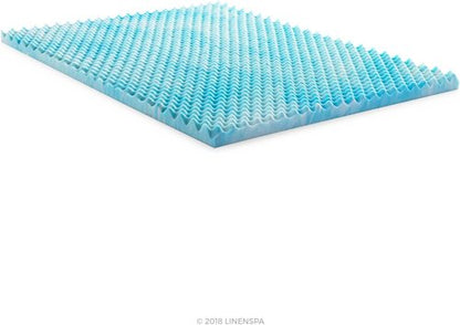 Linenspa 3 Inch Gel Memory Foam Mattress Topper - Reversible Egg Crate Design for Comfort - King Size