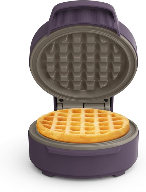 Bella Mini Waffle Maker - EverGood™ Ceramic Nonstick, Cool Touch Handles & Ready Indicator Light | 350 Watt, Plum