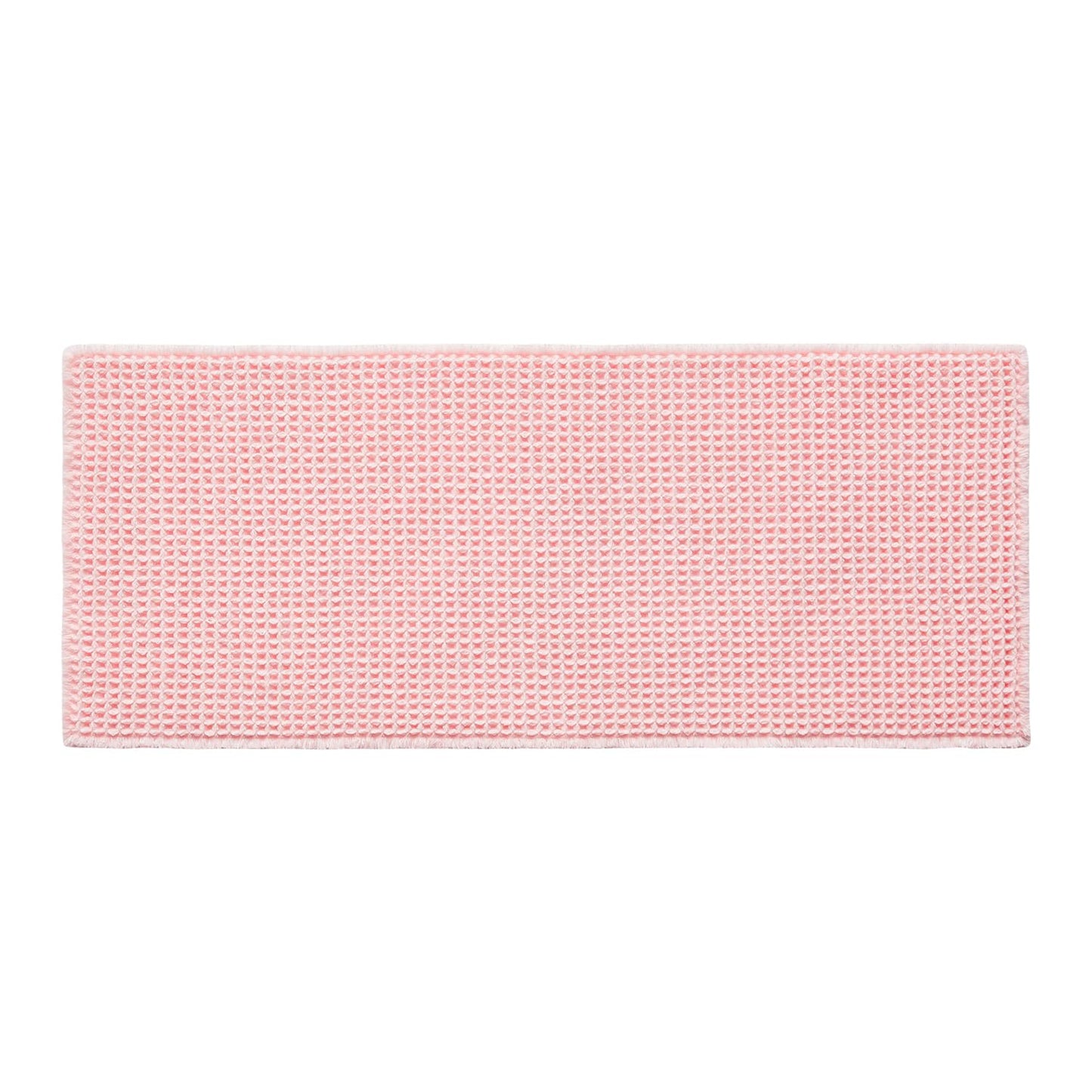 TYUU Light Peachy Pink Long Bathroom Rugs, Waffle Runner Rug Bathroom Non Slip Washable Quick Dry Cute Bath Mat Boho Farmhouse Bath Mat, 60"x24" Light Peachy Pink