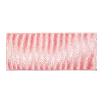TYUU Light Peachy Pink Long Bathroom Rugs, Waffle Runner Rug Bathroom Non Slip Washable Quick Dry Cute Bath Mat Boho Farmhouse Bath Mat, 60"x24" Light Peachy Pink