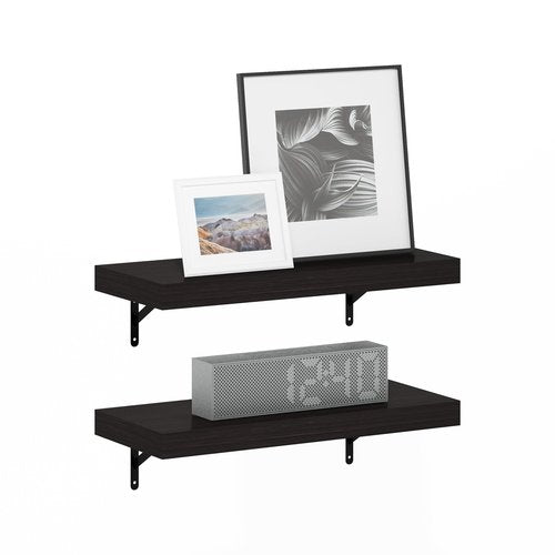 Furinno Tanna Floating Shelves for Wall Set of 2, 22-Inch Wall Shelf, Triple Thick Floating Mounted Shelf, for Bathroom, Home Office, Living Room, Tobacco Oak