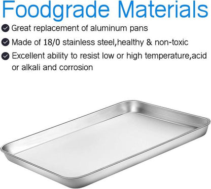 Bastwe Cookie Sheet Set - Commercial Grade Stainless Steel Baking Pans | Non-Toxic & Easy Clean