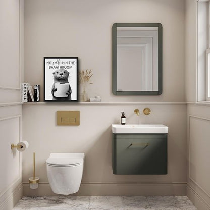 Framed Funny Bathroom Wall Art - Cute Otter Holding Toilet Paper | Black and White Canvas Print - 8x10in