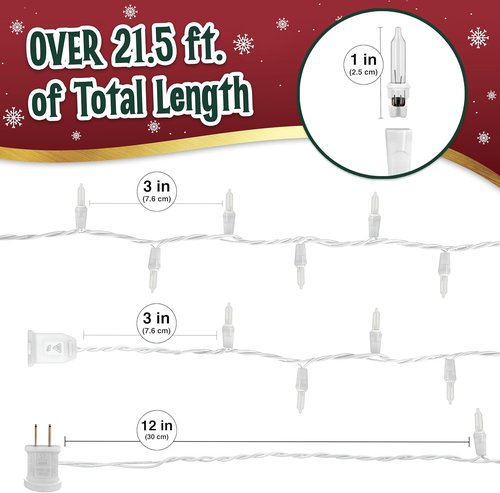 **Regine Switzerland Clear Warm White Christmas Lights - 20 ft String with 105 Mini Bulbs | Multifunctional Twinkle Decor**