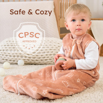 Yoofoss Baby Sleep Sack 6-12 Months, 1.5 Tog Sleep Sack, Fleece Baby Wearable Blanket with 2-Way Zipper, Infant Sleeping Sack, Soft Warm Lightweight(Small)