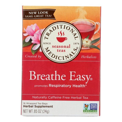 Traditional Medicinals Caffeine Free Breathe Easy Herbal Tea, 16 tea bags per pack - 1 each.