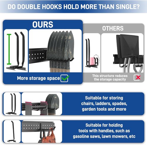 Garage Storage Rack by [Brand Name] - 48 Inch Adjustable Tool Organizer with 440lbs Capacity | Ideal for Garden Tools & Yard Shed