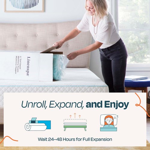 Linenspa 3 Inch Swirl Gel Memory Foam Mattress Topper, California King Size – Cooling Gel Infused, Ventilation Holes – Pressure Relieving Bed Topper – CertiPUR Certified
