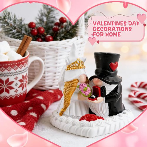Exasinine Couple Gnome Figurines - Charming Wedding & Anniversary Cake Topper | Home Table Decor