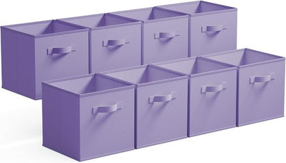 Granny Says Cube Storage Bins - 11-Inch Fabric Organizers in Lavender Purple | 8-Pack Collapsible Design