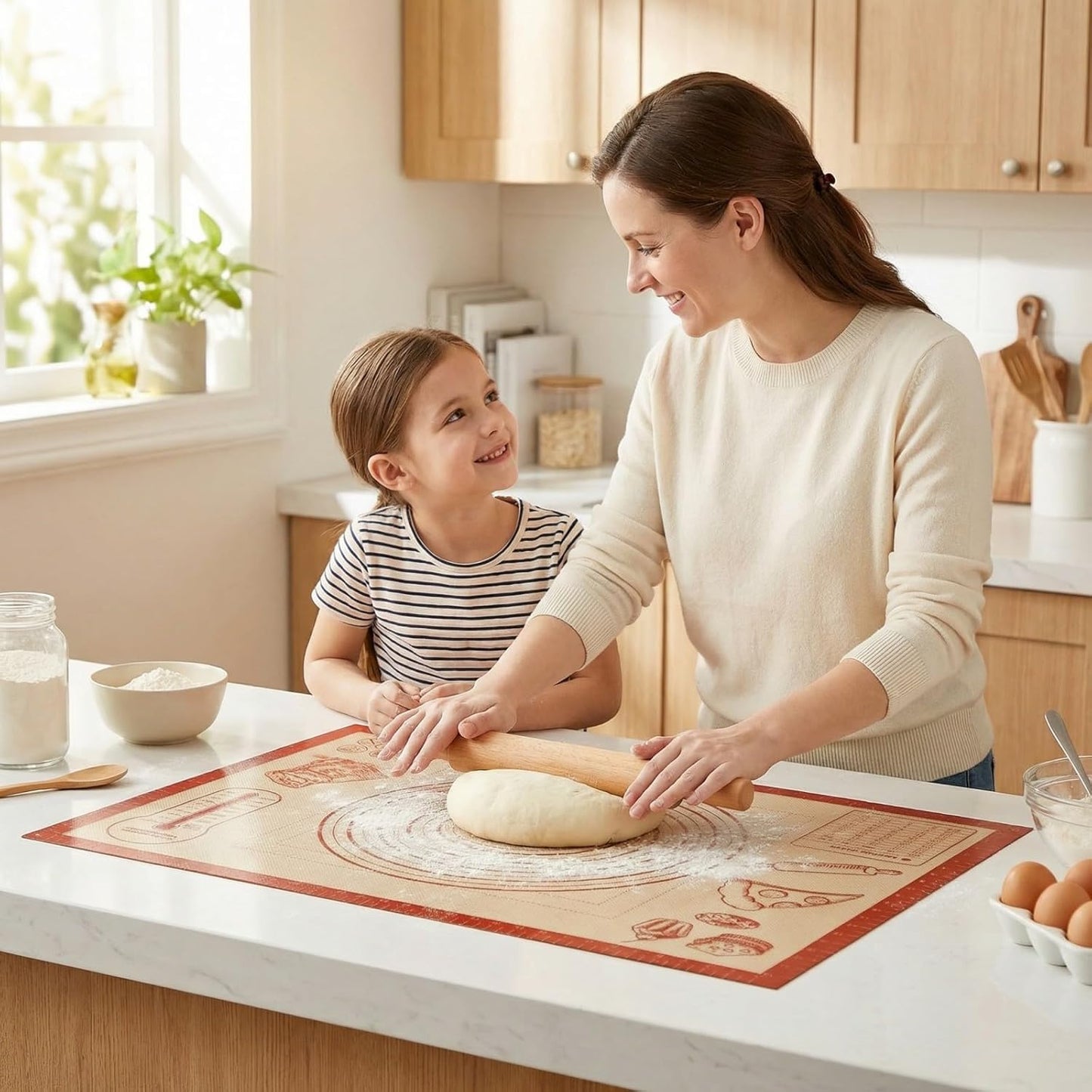 Skiennix Silicone Baking Pastry Mat - 26x16 Inch Nonstick Dough Rolling Sheet for Cookies & Bread