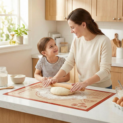 Skiennix Silicone Baking Pastry Mat - 26x16 Inch Nonstick Dough Rolling Sheet for Cookies & Bread