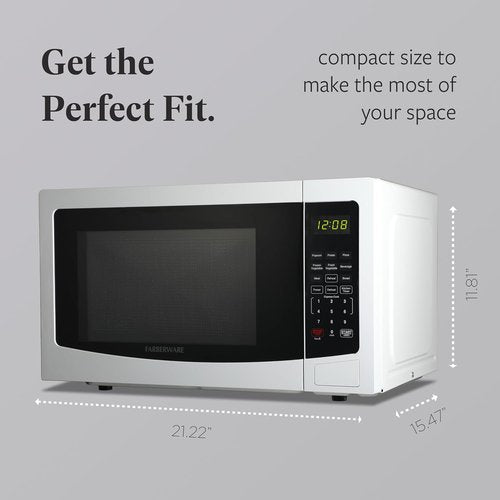Farberware 1.1 Cu. Ft. Microwave Oven - 1000 Watts, Auto Cook, Easy Clean, Child Safety Lock | White