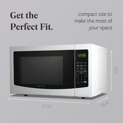 Farberware 1.1 Cu. Ft. Microwave Oven - 1000 Watts, Auto Cook, Easy Clean, Child Safety Lock | White