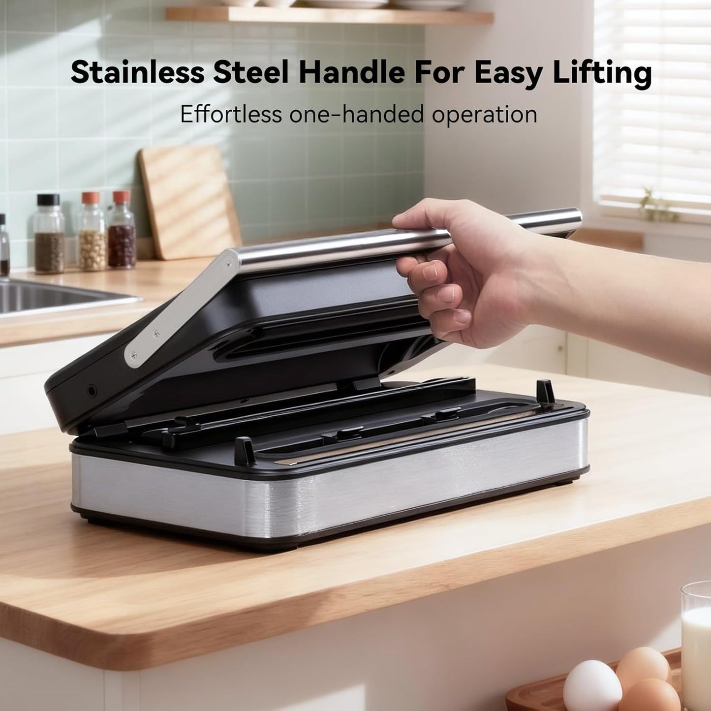 Skiennix Vacuum Sealer - Powerful 95kPa Fully Automatic 10-in-1 Machine with Built-in Cutter & Digital Display