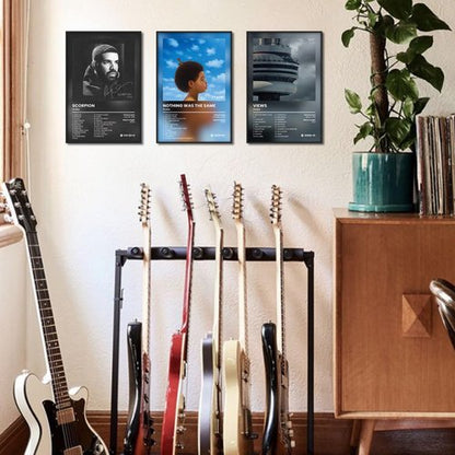 Anslivle 3-Piece Framed Canvas Drake Album Cover Posters, Black, 16x24 inches, Contemporary Music Wall Art for Living Room, Bedroom, Home Office