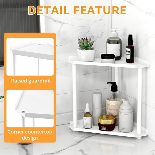 Jesginboo 2-Tier Bathroom Counter Organizer - Stylish Vanity Shelf for Skincare & Makeup | White