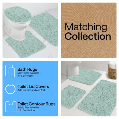 GORILLA GRIP Bath Rug Mat 30x20, Thick Soft Absorbent Chenille, Quick Dry Microfiber Mats, Rubber Backing Washable Shower Floor Rugs, US Designed Bathroom Bathmat Home Decor Accessories, Seablue