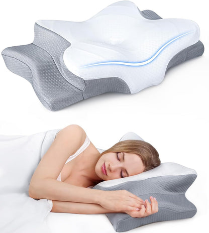Skiennix Ultra Pain Relief Cooling Pillow - Adjustable Ergonomic Memory Foam for Neck Support | Cozy & Odorless