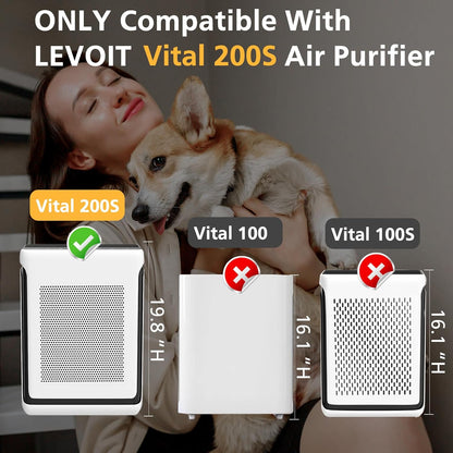 Vital 200S Replacement Filter - HEPA & Activated Carbon for LEVOIT Vital 200S Air Purifier | 2 Pack, Yellow