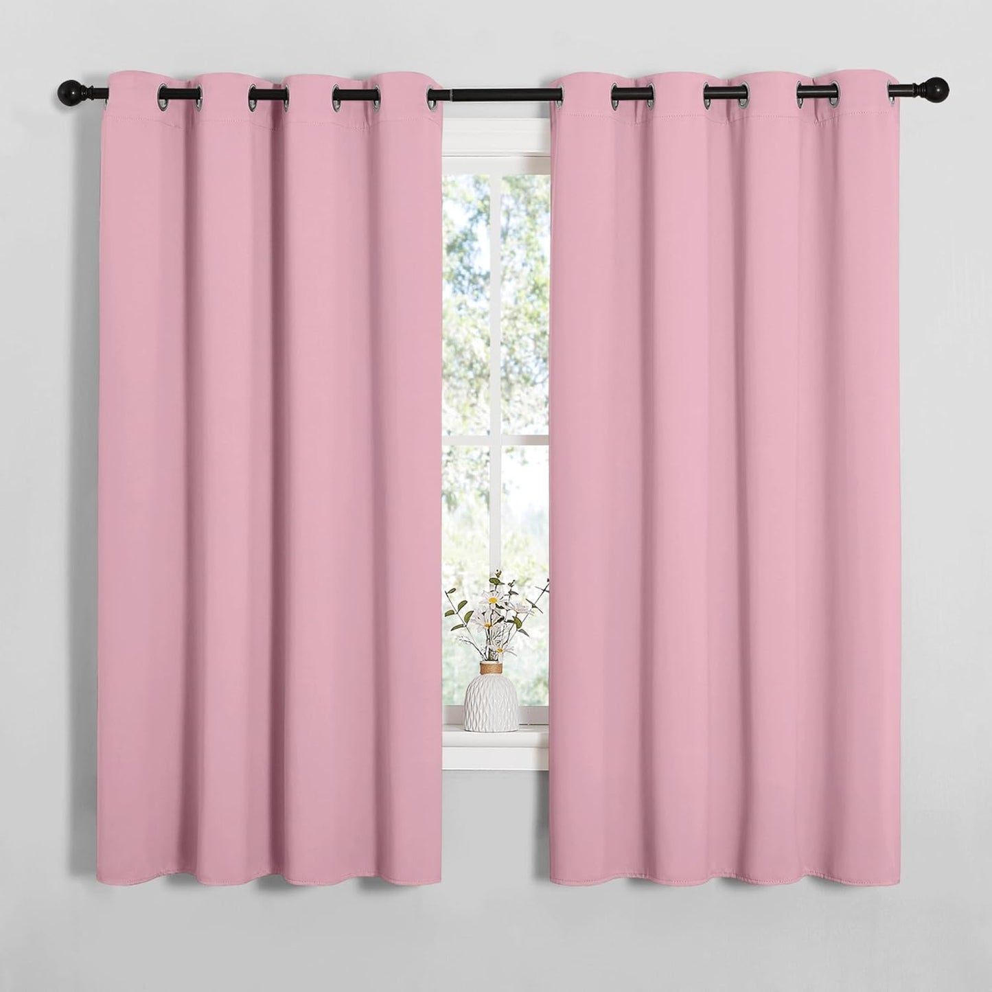 NICETOWN Blackout Curtain Panels - Thermal Insulated Grommet Drapes, Crystal Pink, 55x68 Inches (1 Pair)