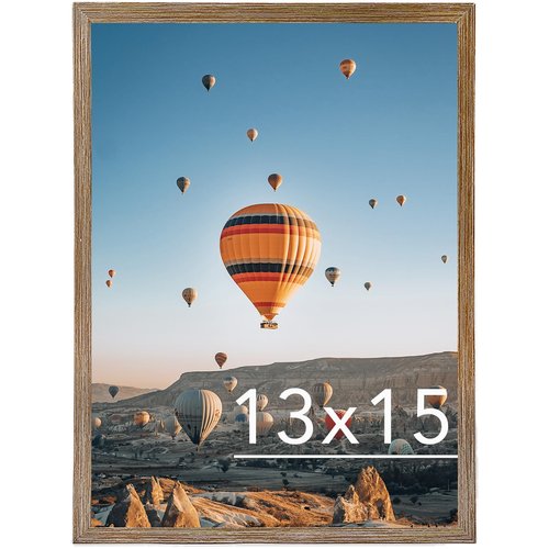 JCJMY 13x15 Picture Frame Rustic Brown for Wall Hanging, Wall Mounting Horizontally or Vertically, 13 x 15 Wall Gallery Poster Photo Frame with Shatter Resistant Plexiglass, Rustic Brown