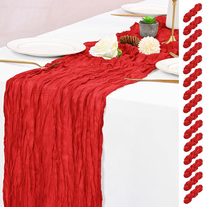 15 Pack Red Cheesecloth Table Runner 17 x 108 in - Rustic Wedding Party Decor (Variation: Red+15 Pack)