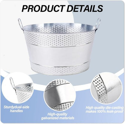 2pcs 7 Gallon Galvanized Tub, Large Ice Bucket for Parties, Mimosa Bars with Carry Handles, Galvanized Buckets for Champagne, Cocktails, Beer, Wine, and Other Drinks