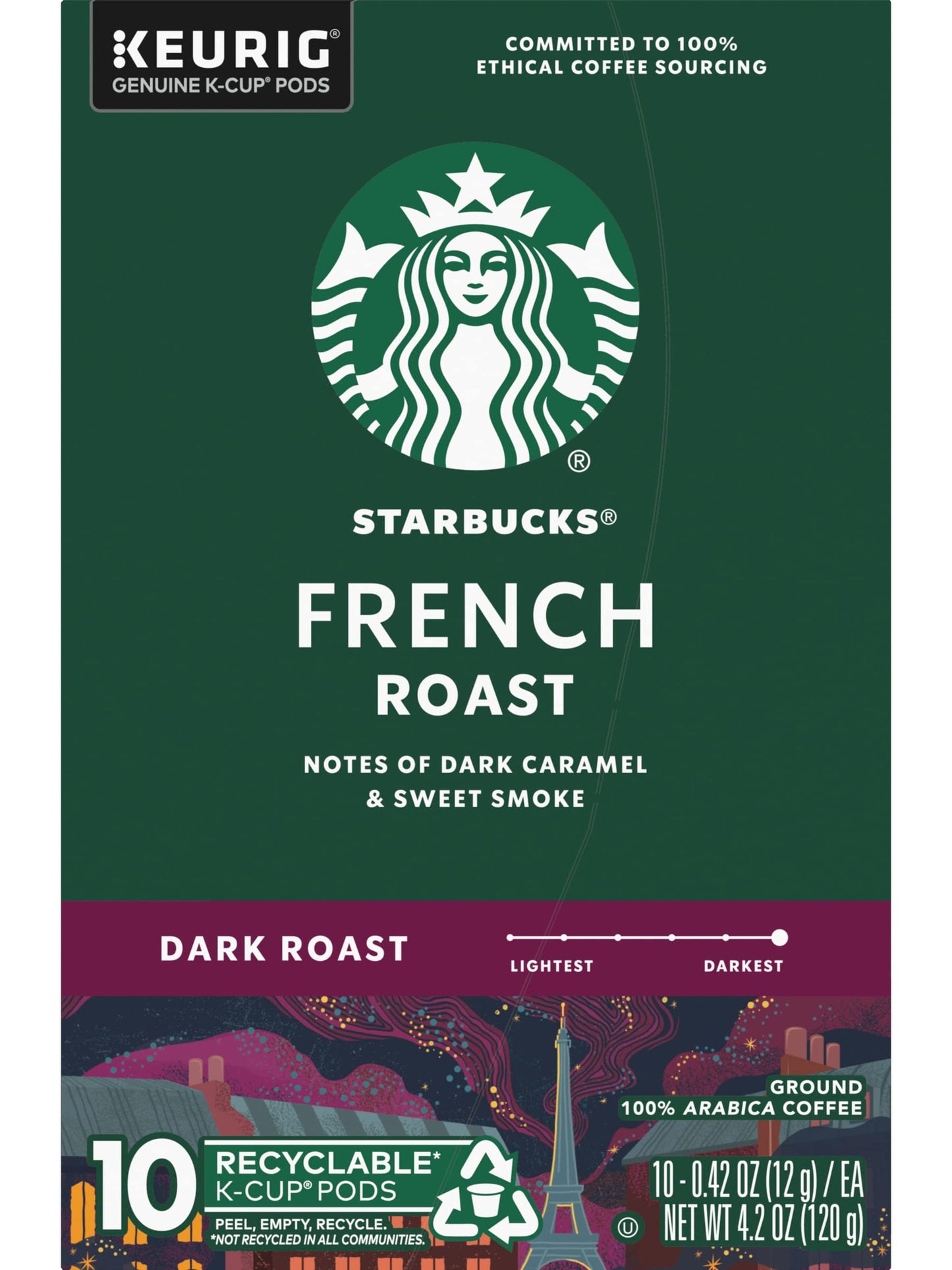 Starbucks Coffee K-Cup Pods, French Roast, Dark Roast Ground Coffee K-Cups for Keurig Brewers, 100% Arabica Coffee, 10 CT K-Cup Pods/Box (Pack of 3 Boxes)