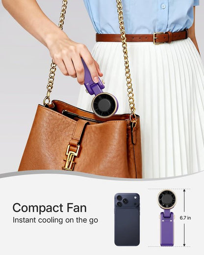 Bearwind Portable Handheld Turbo Fan - 5 Gear High Speed 4000mAh Rechargeable Mini Personal Hand Fan Blow Cold Air, Battery Operated Travel Essentials, Beach Vacation, Gifts for Women, Men (Purple)