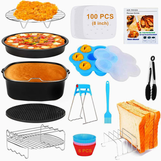 Square Air Fryer Accessories by [Brand Name] - 8 Inch XL Compatible with Philips, Cosori, Ninja | Fits 3.6QT-6.8QT Models