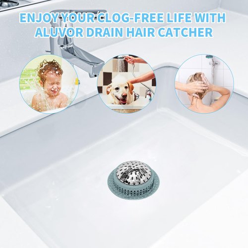 Aluvor Shower Drain Hair Catcher, Shower Drain Cover, Bathtub Drain Hair Catcher for Pop-Up & Regular Drains