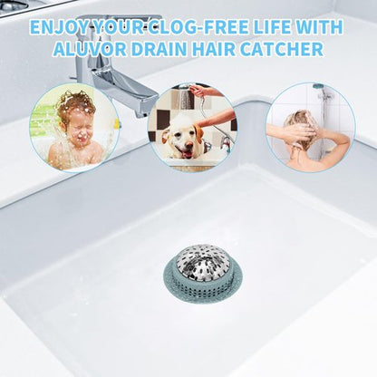 Aluvor Shower Drain Hair Catcher, Shower Drain Cover, Bathtub Drain Hair Catcher for Pop-Up & Regular Drains