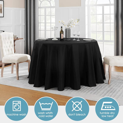 VidaFete Round Tablecloth - 90-Inch Stain Resistant Polyester Cover for Dining & Events | Black