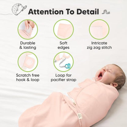 3-Pack Organic Baby Swaddle Sleep Sacks - Swaddles for Newborns, Infant 3-6 Months, Baby Girls, Boys, Soft & Snug Newborn Sleep Sack, Nursery Swaddling Blankets (Angelic, L)